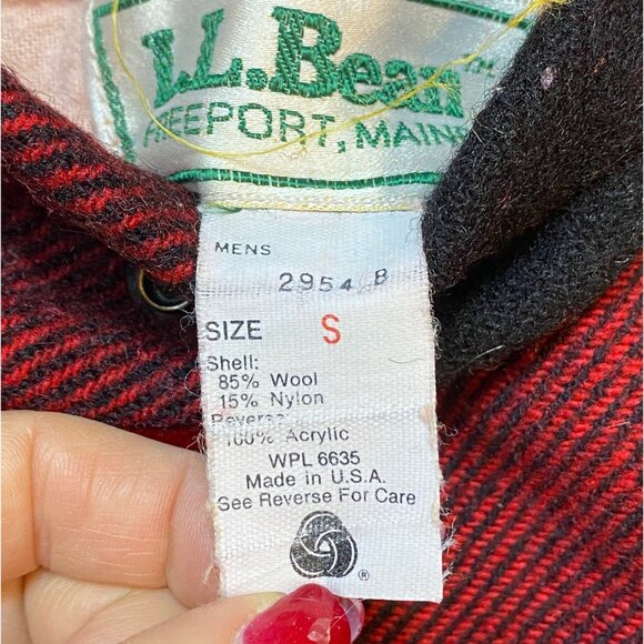 Vintage 80s/90s L.L. Bean Mens Buffalo Plaid Reversible Orange Wool Hunting Chor - Picture 3 of 11